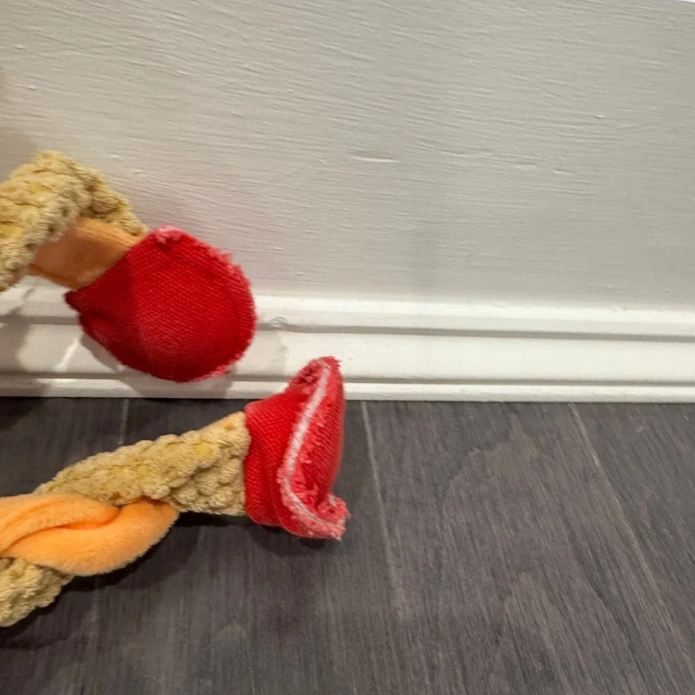 PlushTough Pet Dog Reindeer Toy with Red and Orange Accents